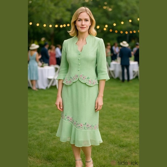 Plaza South Y2K Floral Ruffle Fairy Jacket Dress Set Size 8 Embroidered Whimsy - Picture 1 of 16